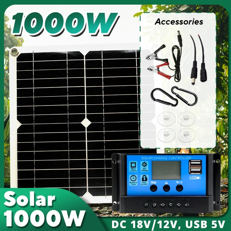 1000W Solar Panel Kit,12V Sola - Usb Charger Dynamo recension och pris
