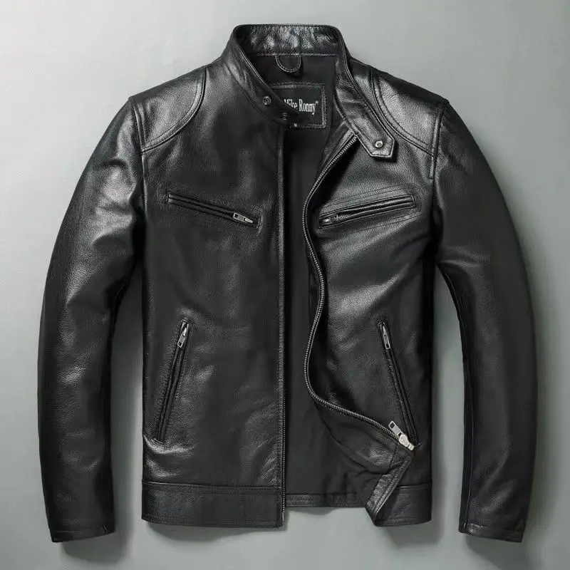 Genuine Leather Jacket Men 100 - Cycling Commuter Jacket recension och pris